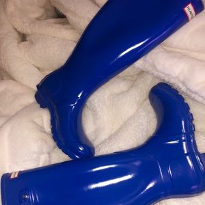 Hunter Refined Slim Fit Tall Gloss Rain Boots Blue